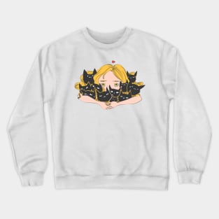 Girl and a Lot of Black Cats Crewneck Sweatshirt